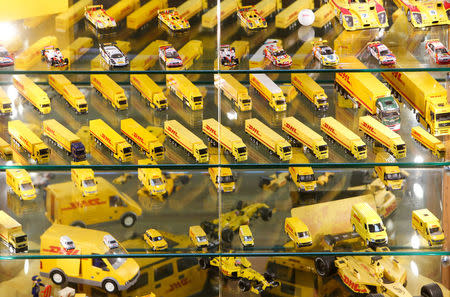 Miniature DHL vehicles are displayed inside Nabil Karam's museum in Zouk Mosbeh, north of Beirut, Lebanon November 16, 2016. REUTERS/Aziz Taher