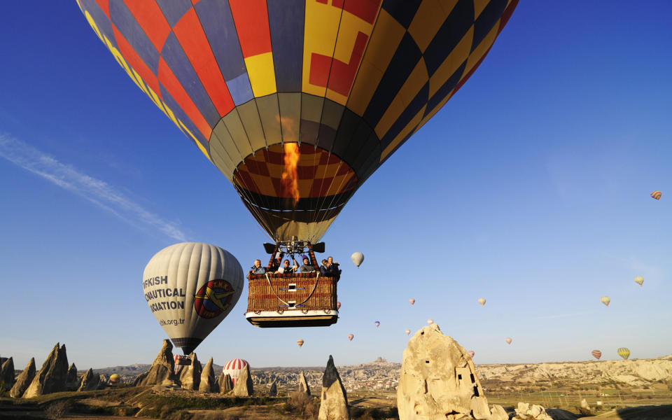 <p>Cappadocia is made up of underground cities, so make time to discover its unique history. Take a tour of either <a rel="nofollow noopener" href="http://www.goreme.com/derinkuyu-underground-city.php" target="_blank" data-ylk="slk:Derinkuyu;elm:context_link;itc:0;sec:content-canvas" class="link ">Derinkuyu</a> and <a rel="nofollow noopener" href="http://www.goreme.com/kaymakli-underground-city.php" target="_blank" data-ylk="slk:Kaymakli;elm:context_link;itc:0;sec:content-canvas" class="link ">Kaymakli</a> to see perfect examples of what it was like for previous residents to live underground.</p>