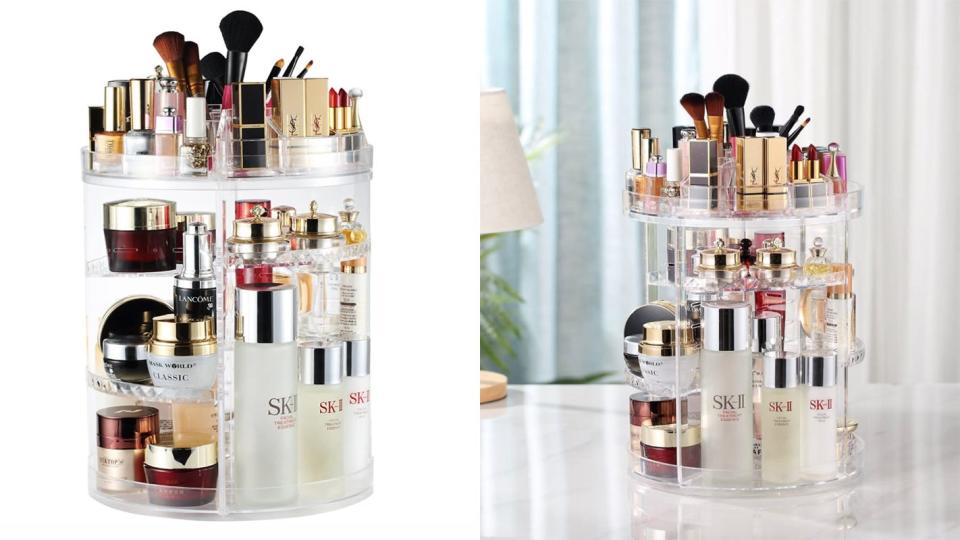 This rotating makeup organizer can work wonders in cramped bathrooms.