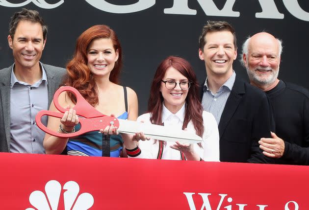 The cast of Will & Grace with James Burrows (Photo: Bruce Glikas via Getty Images)