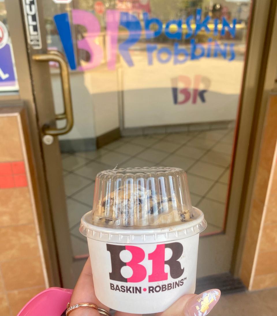 Free scoop of Baskin Robbins ice cream.