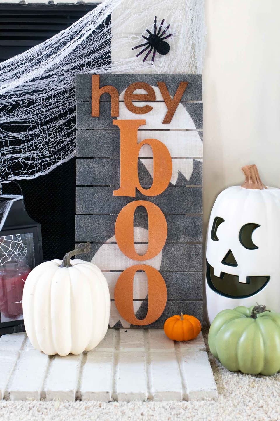 halloween ghost decorations hey boo sign