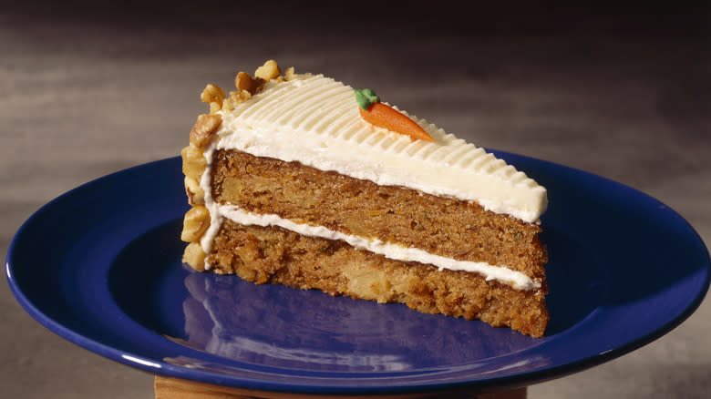 Carrot cake slice on plate