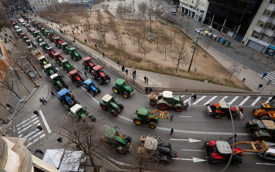 Tractors on road