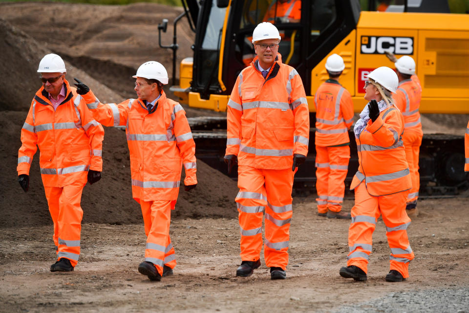 Transport secretary Chris Grayling visits HS2 construction site in Birmingham. Photo: Ben Birchall/PA Wire/PA Images