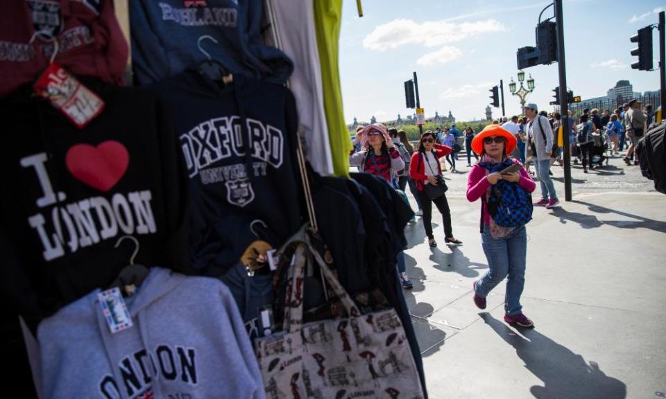 Stall selling hoodies to tourists