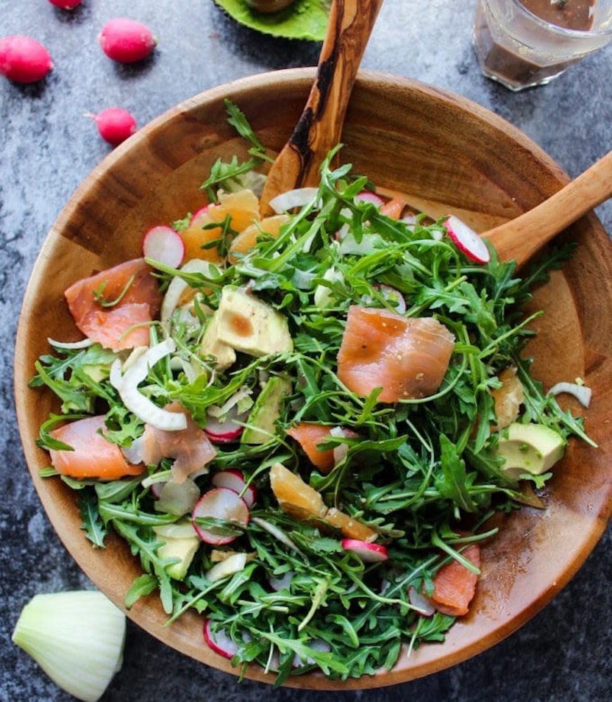 Arugula, Fennel, and Smoked Salmon Salad from A Saucy Kitchen