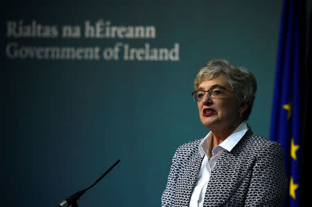 Minister for Children Katherine Zappone speaks on stage after Taoiseach (Prime Minister) of Ireland Leo Varadkar announced that the Irish Government will hold a referendum on liberalising abortion laws at the end of May, in Dublin, Ireland, January 29, 2018. REUTERS/Clodagh Kilcoyne