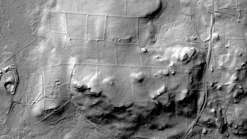 A lidar image showing a farmstead in New England.