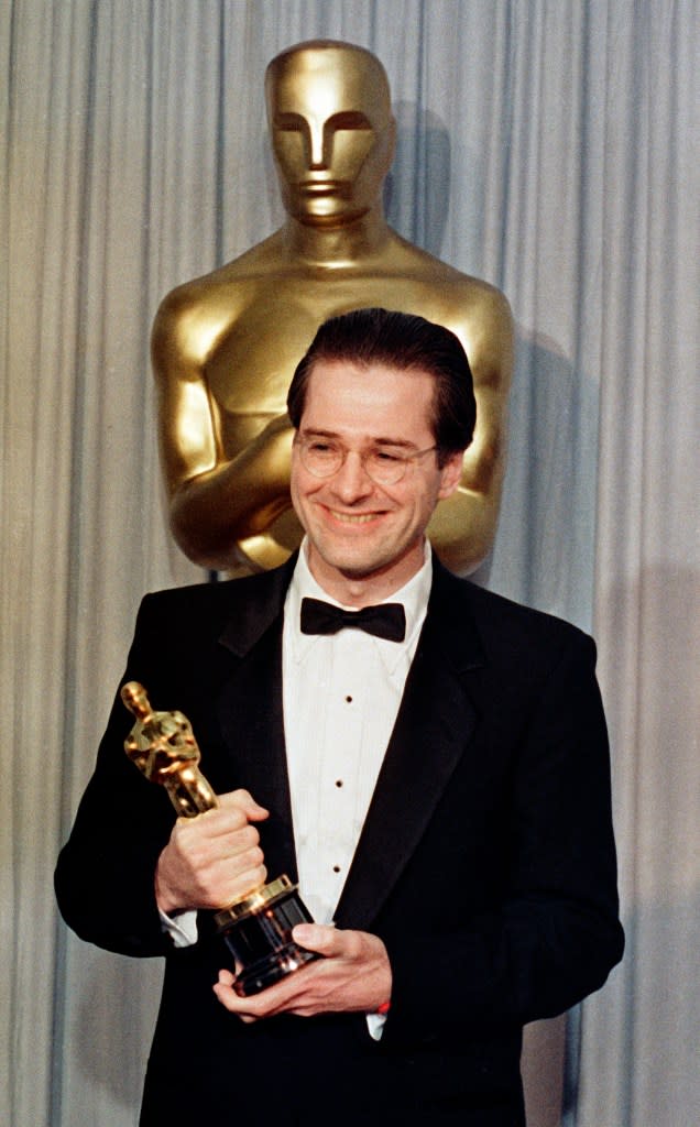 John Patrick Shanley backstage at the Academy Awards in LA in 1988. Getty Images