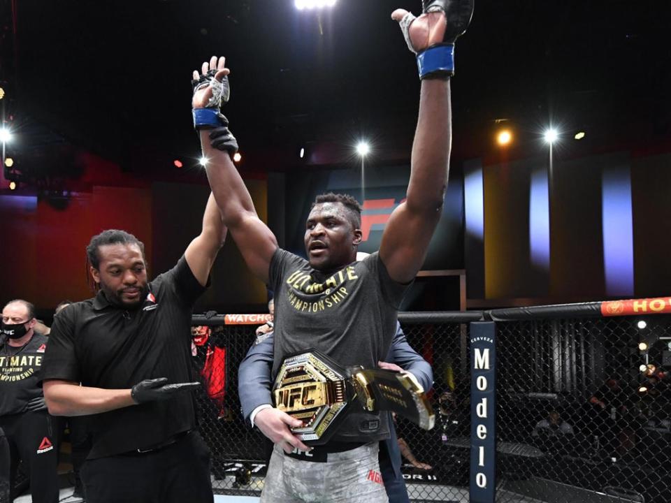 Francis Ngannou defends his heavyweight title against ex-teammate and interim champion Ciryl Gane (Zuffa LLC)