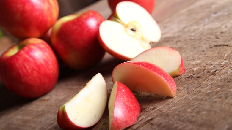 Red apple slices