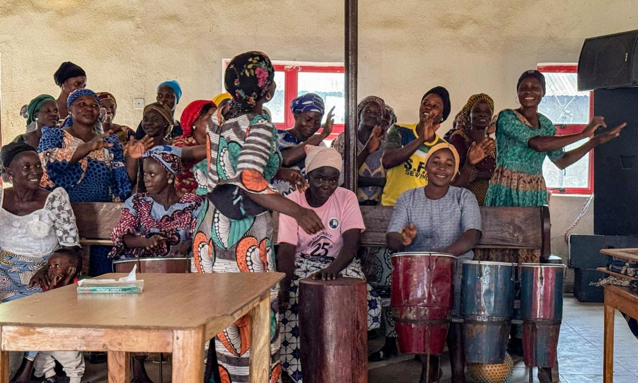 <span>The Evangelical Church Winning All branch in Gan Gora village in Kaduna, Nigeria. The zumunta mata, or fellowship of married women, are known for their singing.</span><span>Photograph: Eromo Egbejule</span>