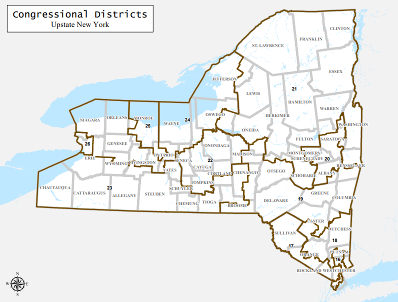 The New York state Legislature released new proposed congressional districts for the state recently. Oneida County would be split between two different congressional districts.