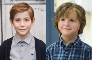 Left: Jacob Tremblay. Right: Tremblay as Auggie Pullman in <em>Wonder</em>