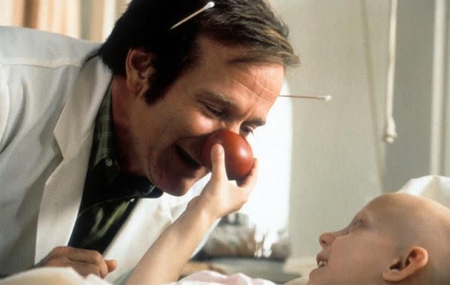 Robin Williams as Patch Adams, the clown doctor. Photo: Getty Images