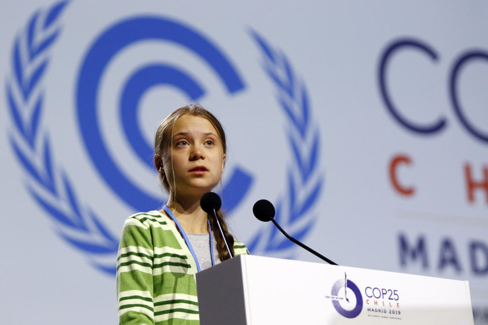 Greta Thunberg during the ninth day oif COP25 Chile-Madrid at IFEMA Madrid on 11 Dec 2019.(ALTERPHOTOS/Manu R.B./Sipa USA)