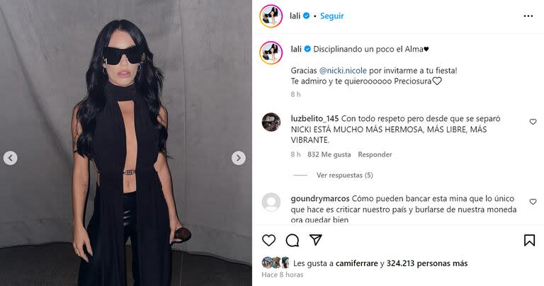 Lali Espósito tras el show de Nicki Nicole (Foto: Instagram/@lali)