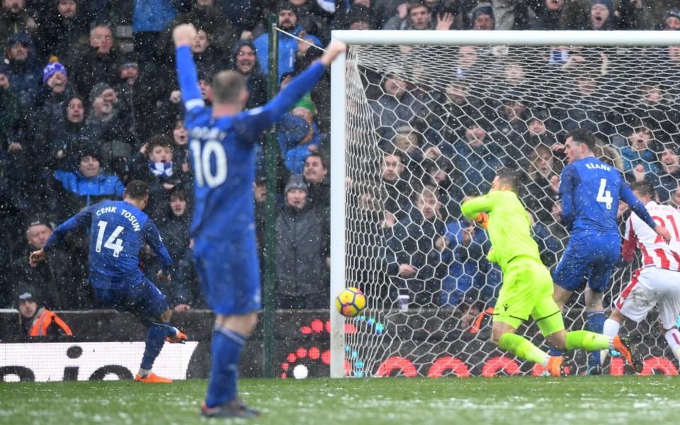 Cenk Tosun struck twice for Everton at Stoke - REUTERS