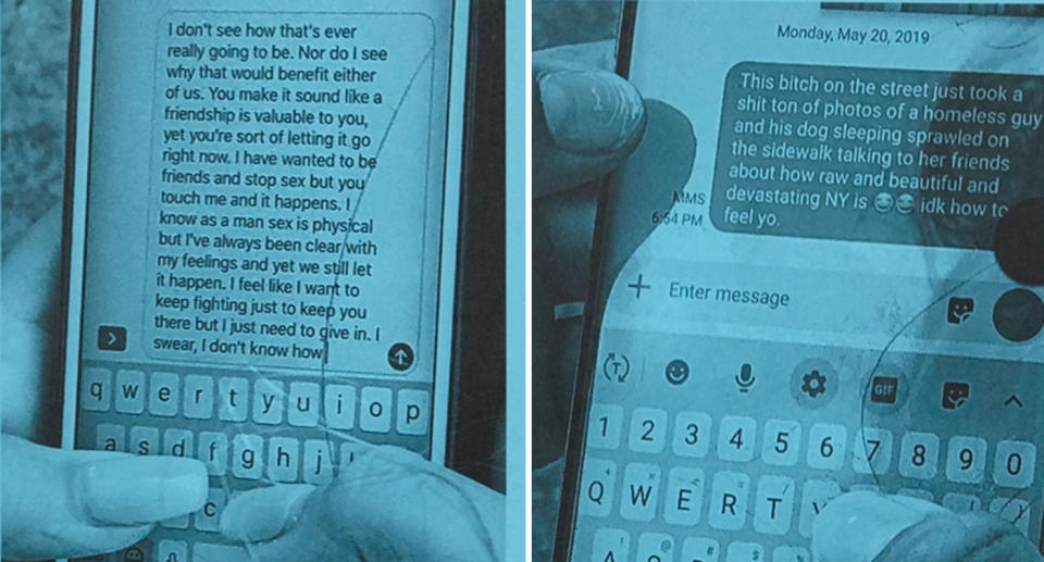 The text messages as seen in the book. 