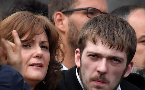 Tom Evans, pictured right, after flying to Rome to meet the Pope - Credit: Tiziana Fabi/AFP