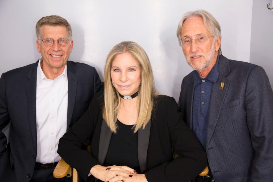 Grammy Museum executive director Bob Santelli, Streisand and Recording Academy President/CEO Neil Portnow. WireImage