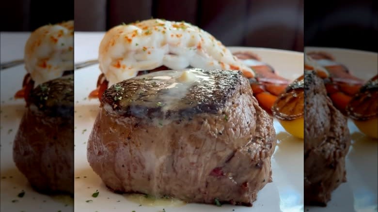 Filet, lobster on plate