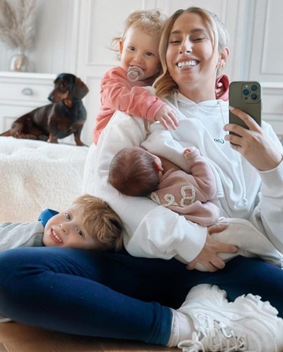 Solomon pictured with kids, Rex, Rose and Belle (Instagram/Stacey Solomon)