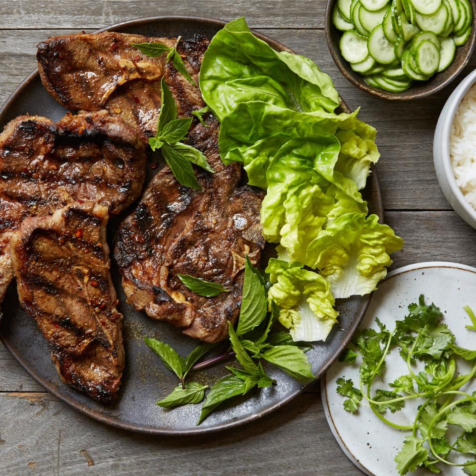 Grilled Sichuan Cumin Lamb Chops with Quick Pickled Cucumbers