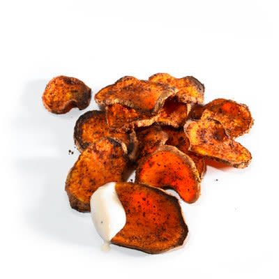 Oven Roasted Sweet Potato Chips with Ranch Dip