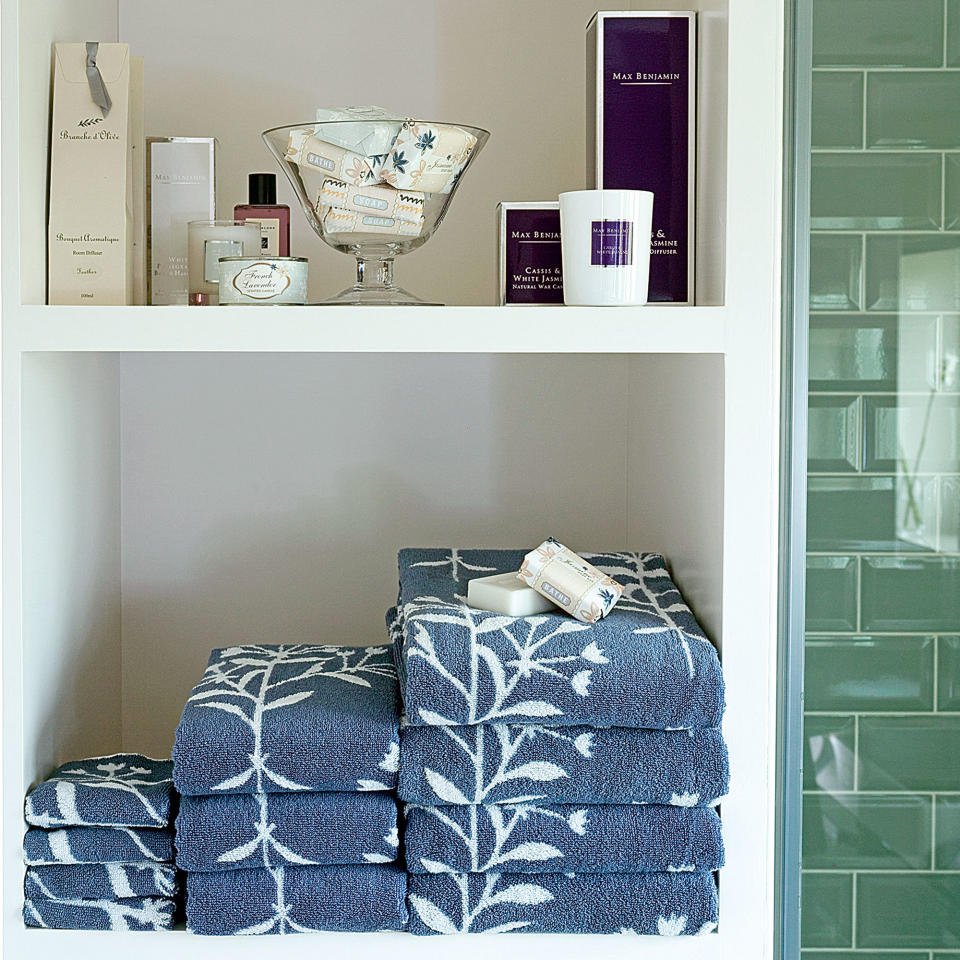 Towels in bathroom storage