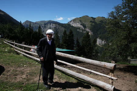 An old man is pictured in Liqenat/The Lakes in Kosovo, near the border with Montenegro, August 28, 2016. REUTERS/Hazir Reka