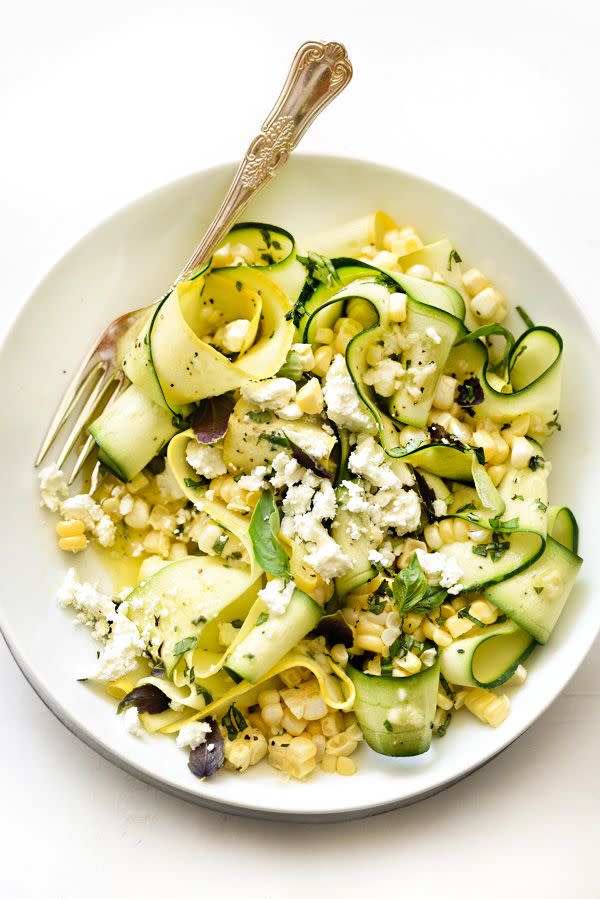 Zucchini and Fresh Corn Farmers' Market Salad with Lemon-Basil Vinaigrette