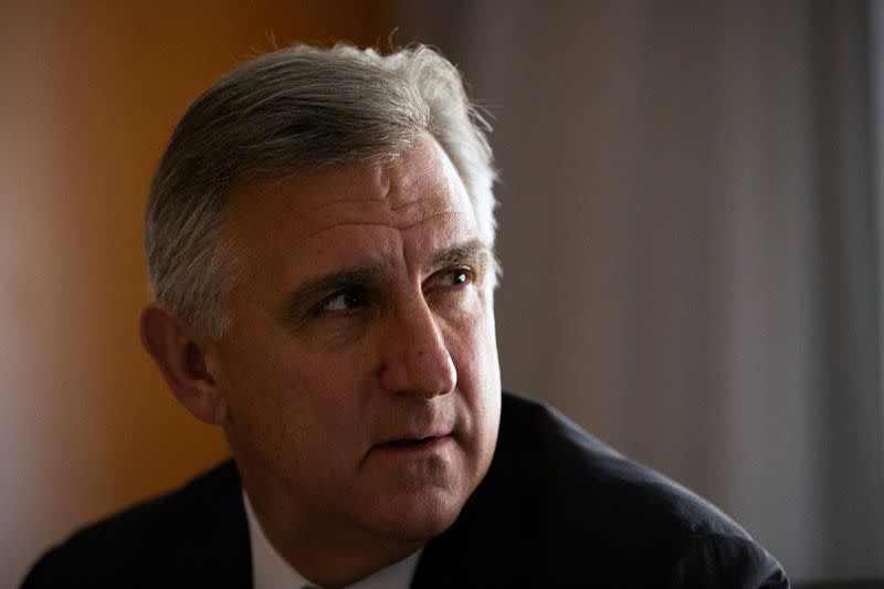 Amgen Chairman and CEO Robert Bradway speaks during an interview on the sidelines of the 38th Annual JP Morgan Healthcare Conference in San Francisco