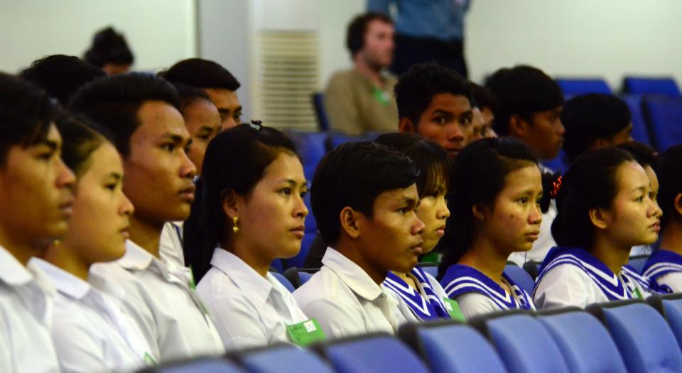 Cambodian students in the audience gallery at the pronouncement of the Judgement in Case 002/02 on 16 November 2018 at the Extraordinary Chambers in the Courts of Cambodia.