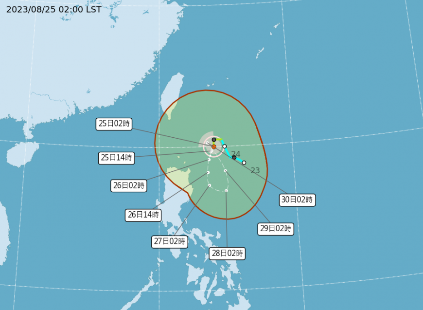 蘇拉颱風不排除會成為「穿心颱」。（圖／翻攝自中央氣象局官網）