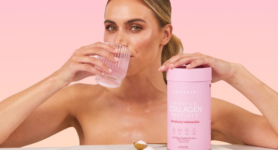 Woman drinking The Collagen Co supplement
