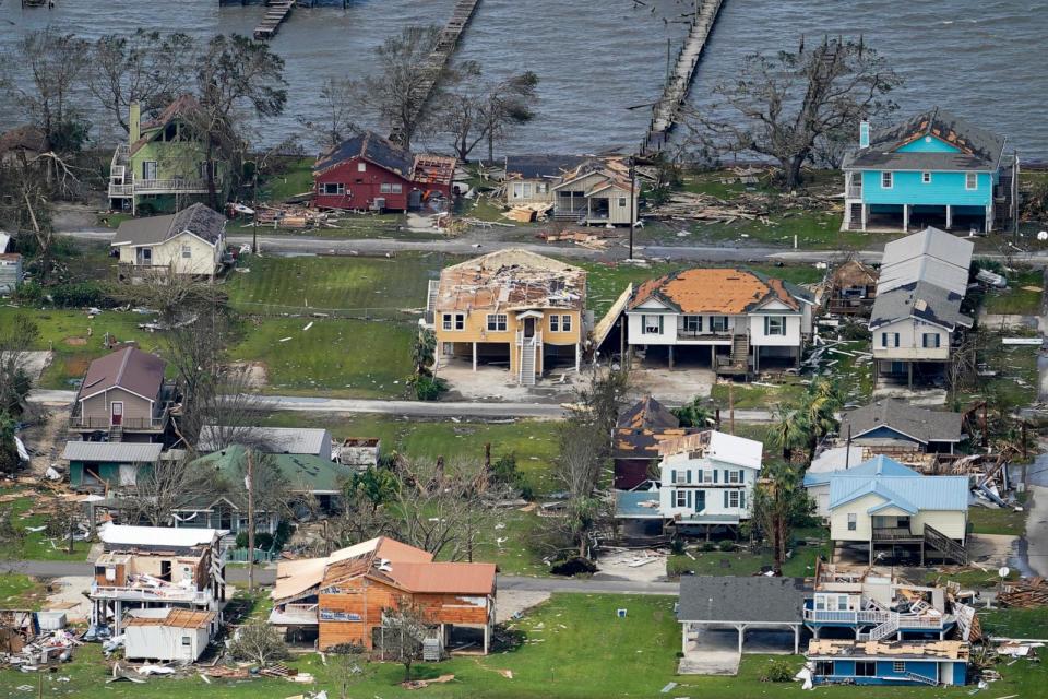 PHOTO: Buildings and homes are damaged in the aftermath of Hurricane Laura, Aug. 27, 2020, near Lake Charles, La.  (David J. Phillip/AP Photo, FILE)