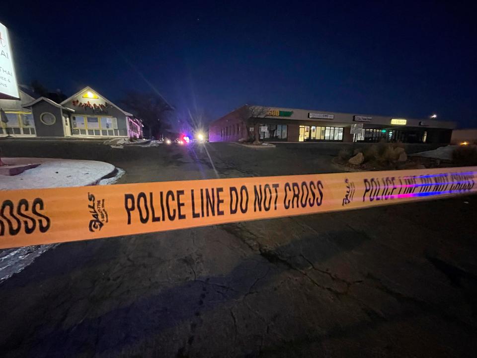 Crime tape is set up near a nightclub in Colorado Springs, Colo., Sunday where a shooting occurred late Saturday night.