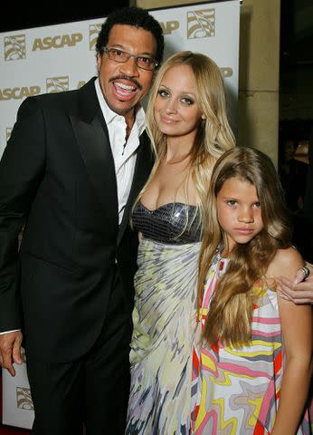 <p>Alexandra Wyman/WireImage</p> Lionel Richie and daughters Nicole Richie and Sophia Richie during the 2008 ASCAP Pop Awards