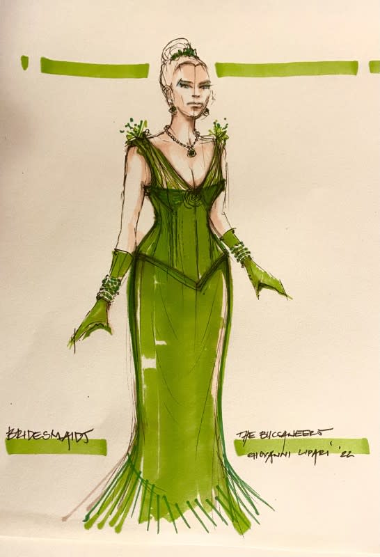 Lipari's illustration for the bridesmaid dresses.<p>Sketch: Courtesy of Giovanni Lipari</p>