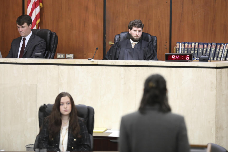 South Carolina Circuit Judge Daniel Coble listens to arguments on how do define "heartbeat" under the state's 2023 abortion law on Thursday, May 2, 2024, in Columbia, S.C. (AP Photo/Jeffrey Collins)