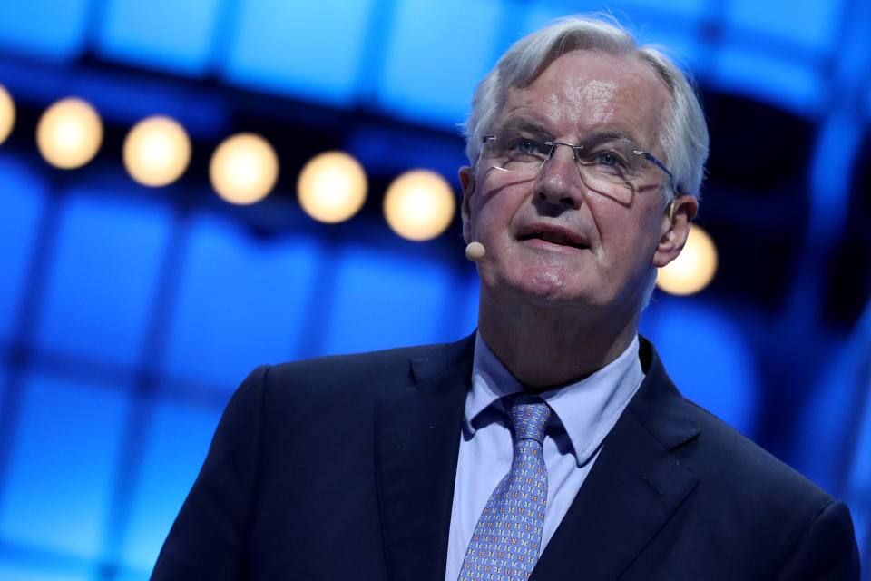 European Commission Chief Negotiator on Brexit Michel Barnier delivers a speech during the annual Web Summit technology conference in Lisbon, Portugal on November 5, 2019. (Photo by Pedro Fiúza/NurPhoto via Getty Images)