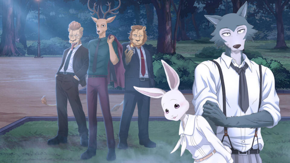 Beastars is a very strange anime but has some gorgeous animation and character work.<p>Netflix</p>