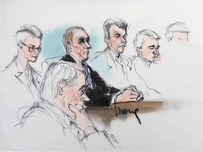 British cave diver Vernon Unsworth is shown in a courtroom drawing during the trial in a defamation case in which he is suing Tesla chief executive Elon Musk, in Los Angeles, California