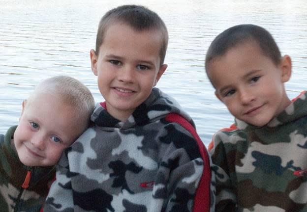 Tanner, Andrew and Alexander Skelton are pictured as they looked when they went missing at Thanksgiving 2010.