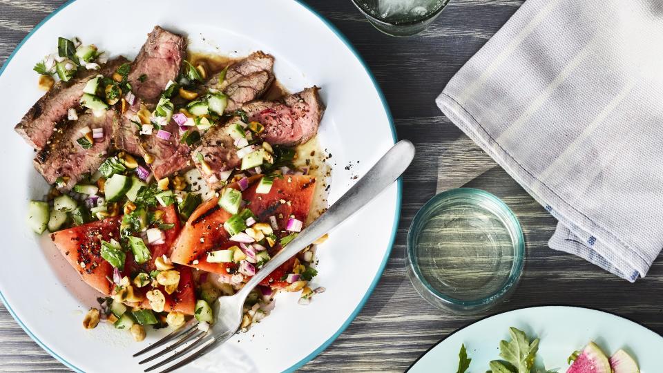 Grilled Flank Steak And Watermelon Salad