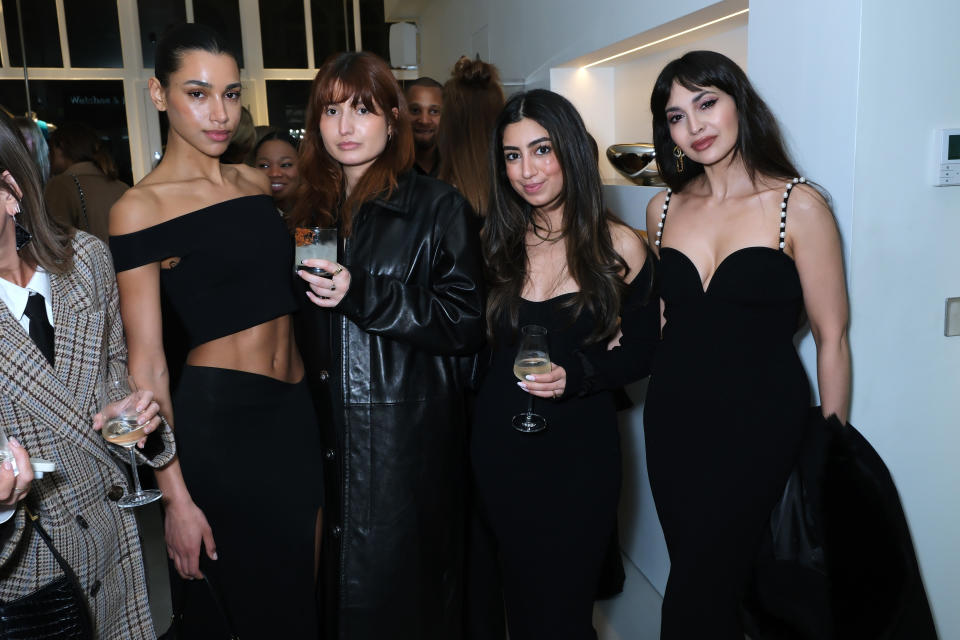 LONDON, ENGLAND - FEBRUARY 17: (L to R) Chiara Sampaio, Yasar Torunoglu, Sian Gabari and Zara Martin attend the GALVAN LONDON store opening on February 17, 2023 in London, England. (Photo by Dave Benett/Getty Images for GALVAN)