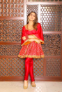 Known to be a forerunner in promoting Indianwear with her sartorial style, Sara wore a gorgeous red suit by Abu Jani and Sandeep Khosla. The short flared kurta with bell sleeves was a welcome change from the usual sea of anarkali kurtas and lehengas.