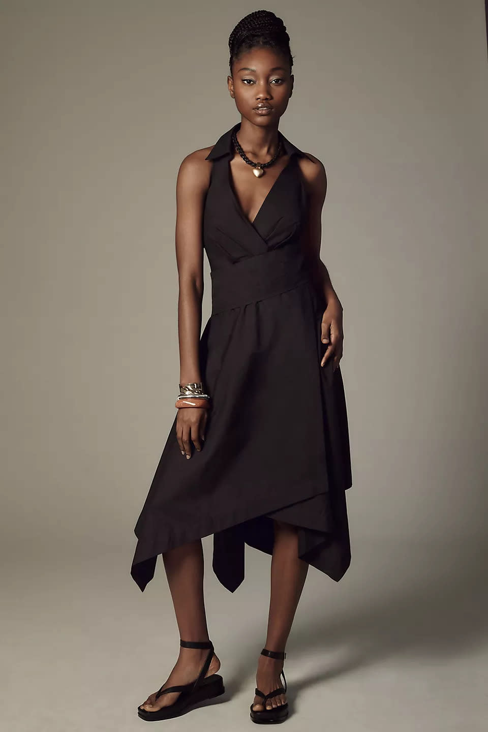 Maeve Asymmetrical Wrap Shirt Dress. Image via Anthropologie.